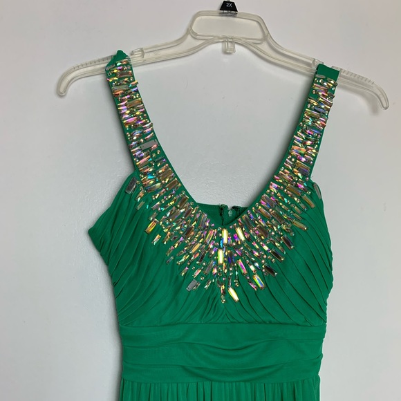 Long Green Bedazzled Prom/Evening Gown - Picture 5 of 8